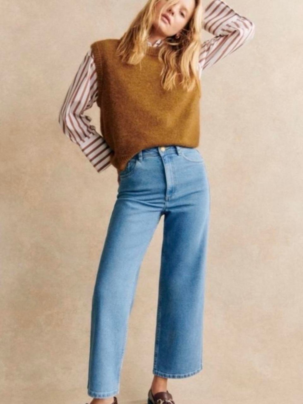 Sezane Le Crop Light Blue - Size 40